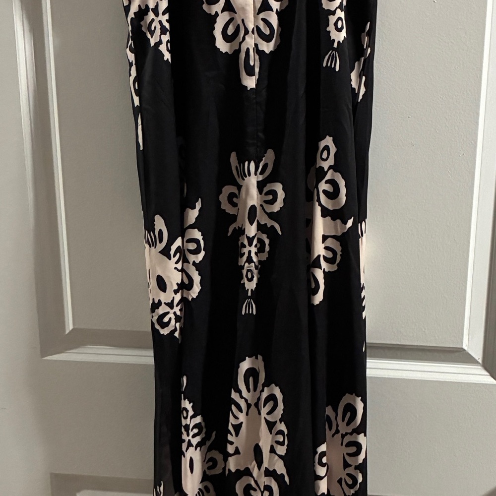 SHEIN Black and Cream Damask-Print Maxi Skirt